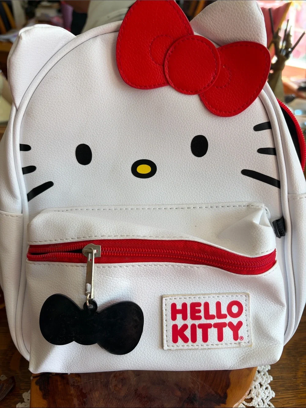 Hello Kitty White and Red Mini Backpack with Bow Accent